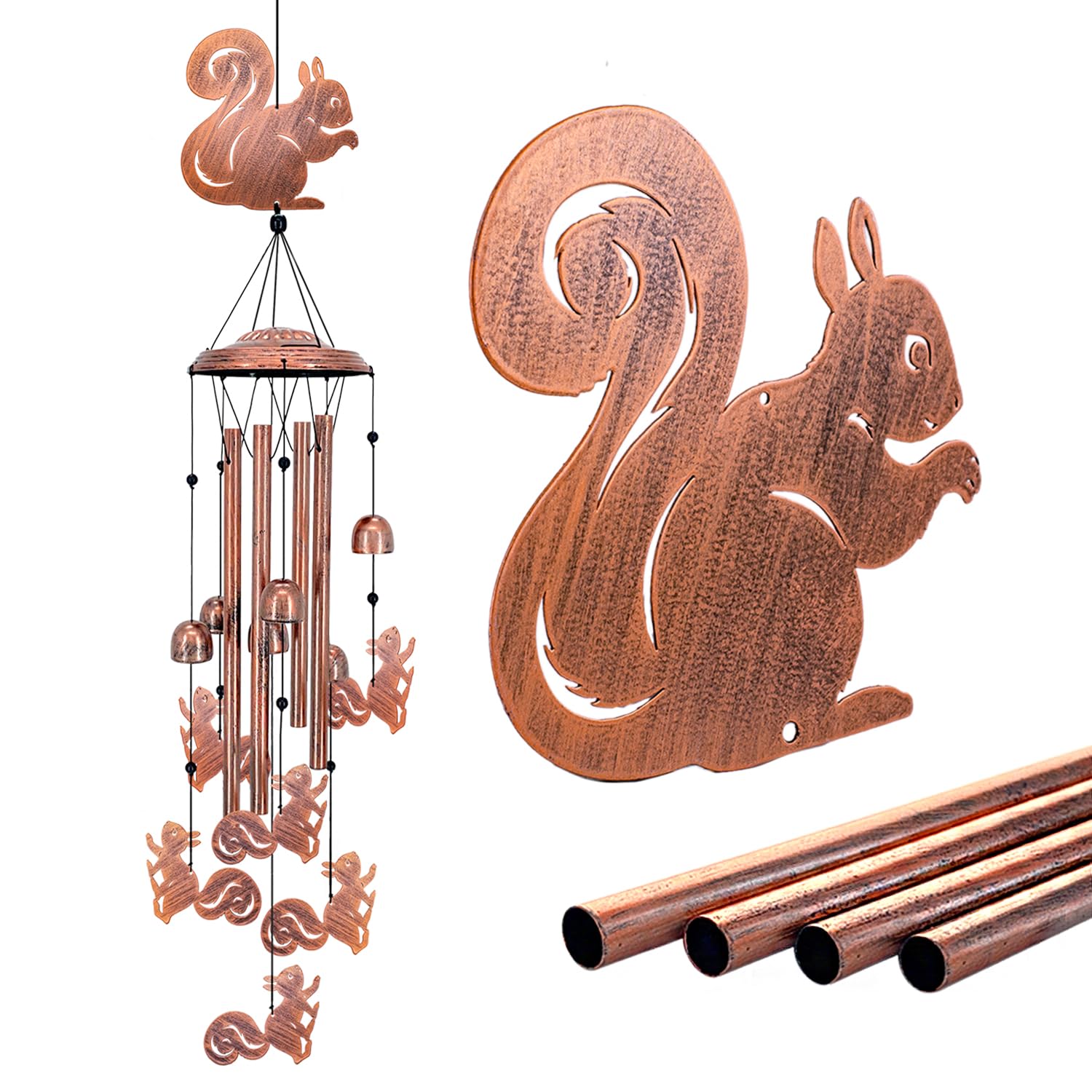 SRDJXY front view showing squirrel chime and decorative appeal