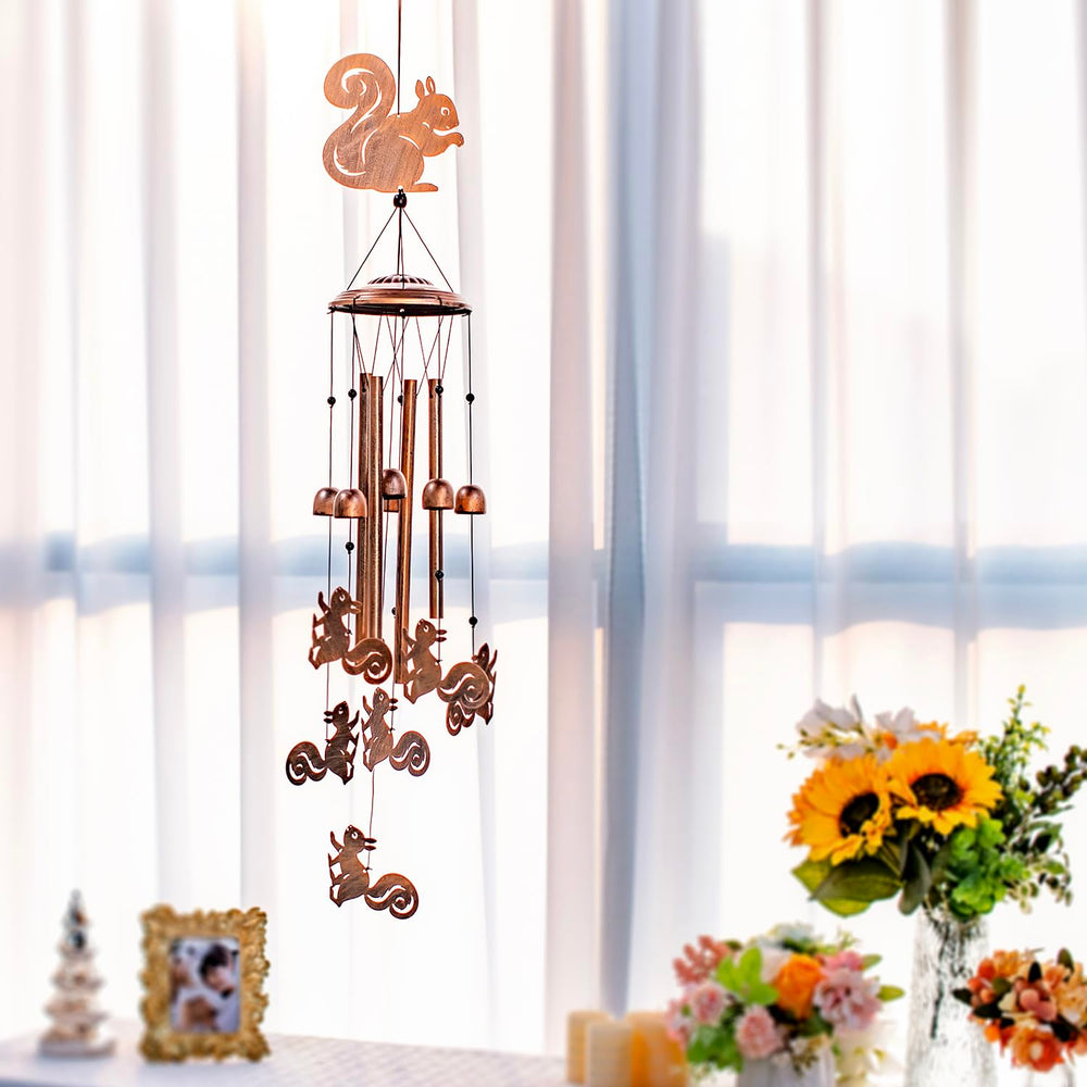 SRDJXY chime amid garden plants enhancing outdoor ambiance