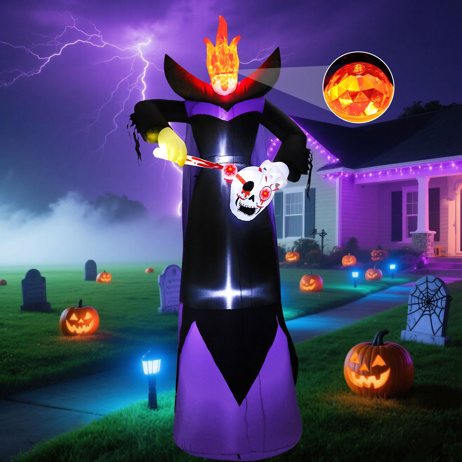 SRKLH front view of 12ft headless killer inflatable, dramatic curb appeal