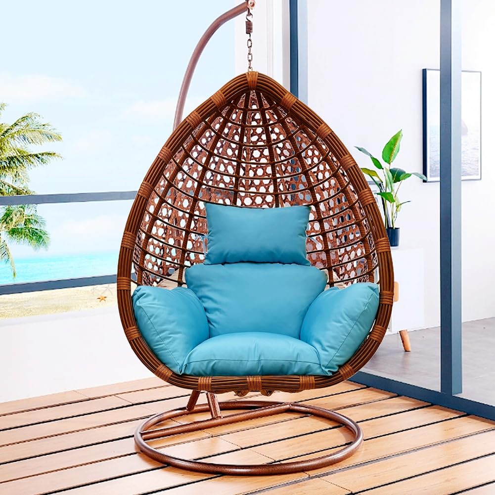 Srutirbo cushion on patio swing showing stylish outdoor upgrade benefit
