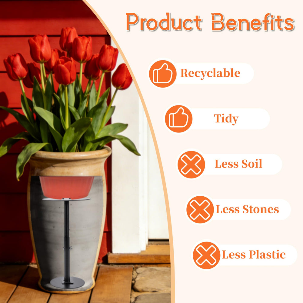Sskzchh assembled riser inside a decorative pot stabilizing the plant and saving soil