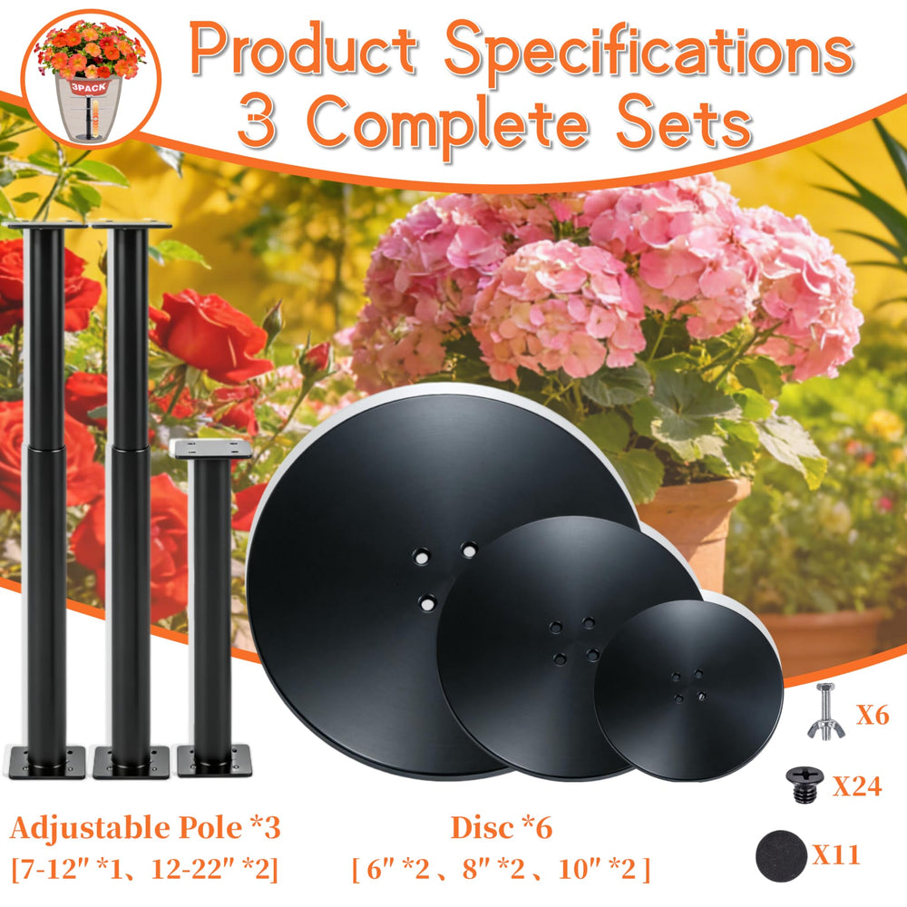 Sskzchh height comparison showing 7-inch to 22-inch adjustable range for pots