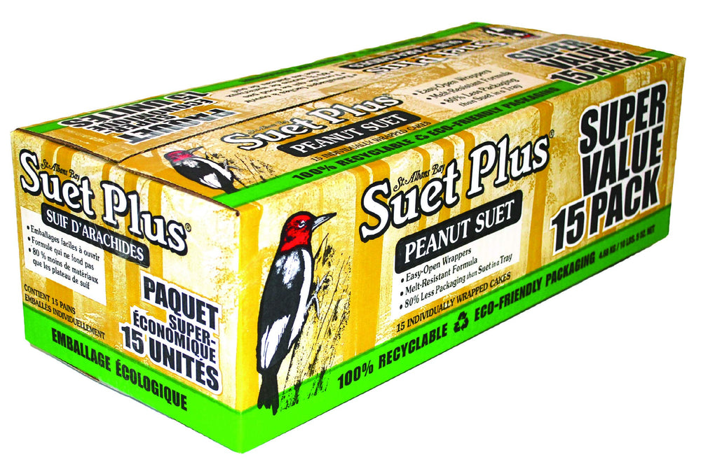 ST. ALBANS BAY SUET PLUS front packaging showing 15-pack and recyclable wrap benefit