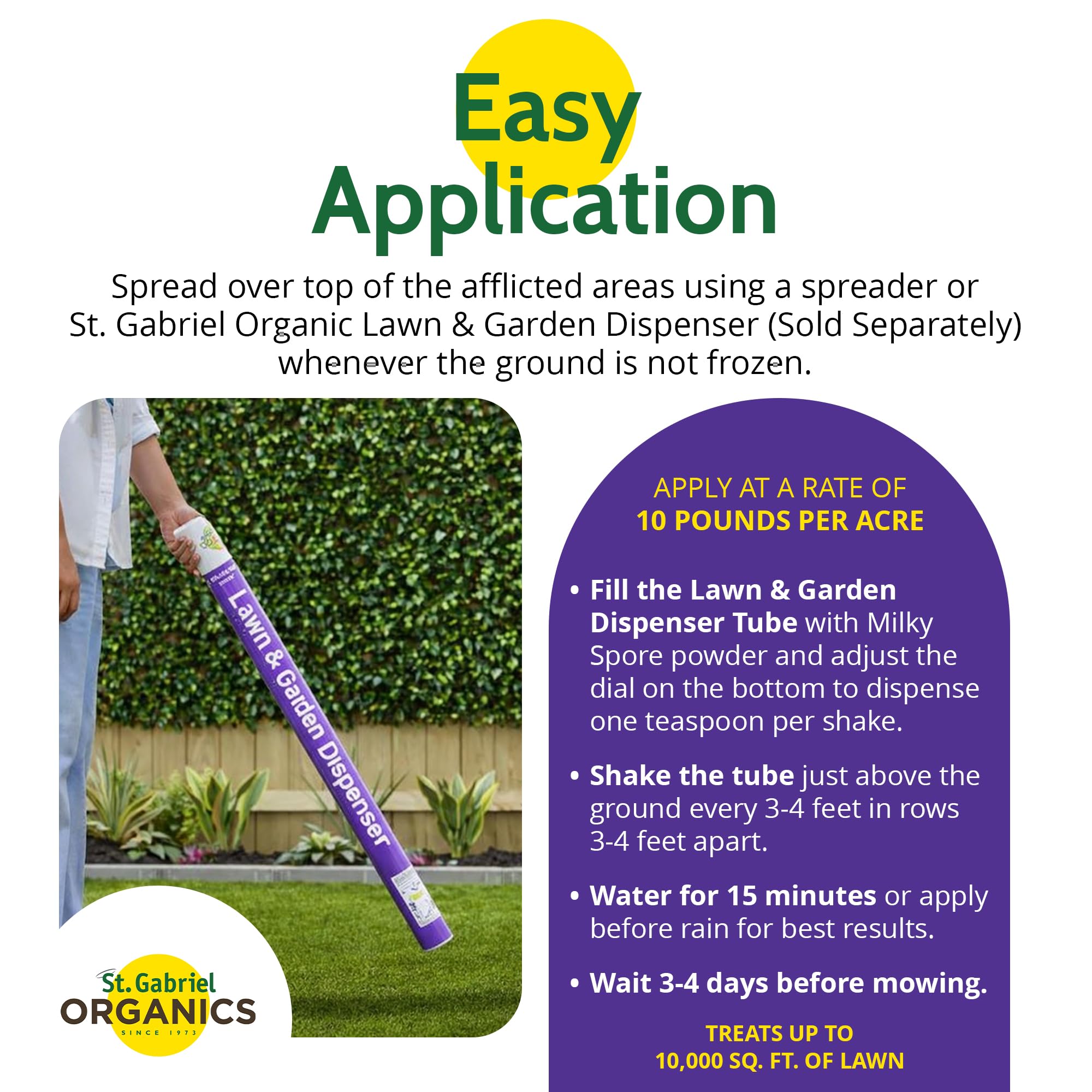 St. Gabriel Milky Spore dispenser in use for uniform distribution