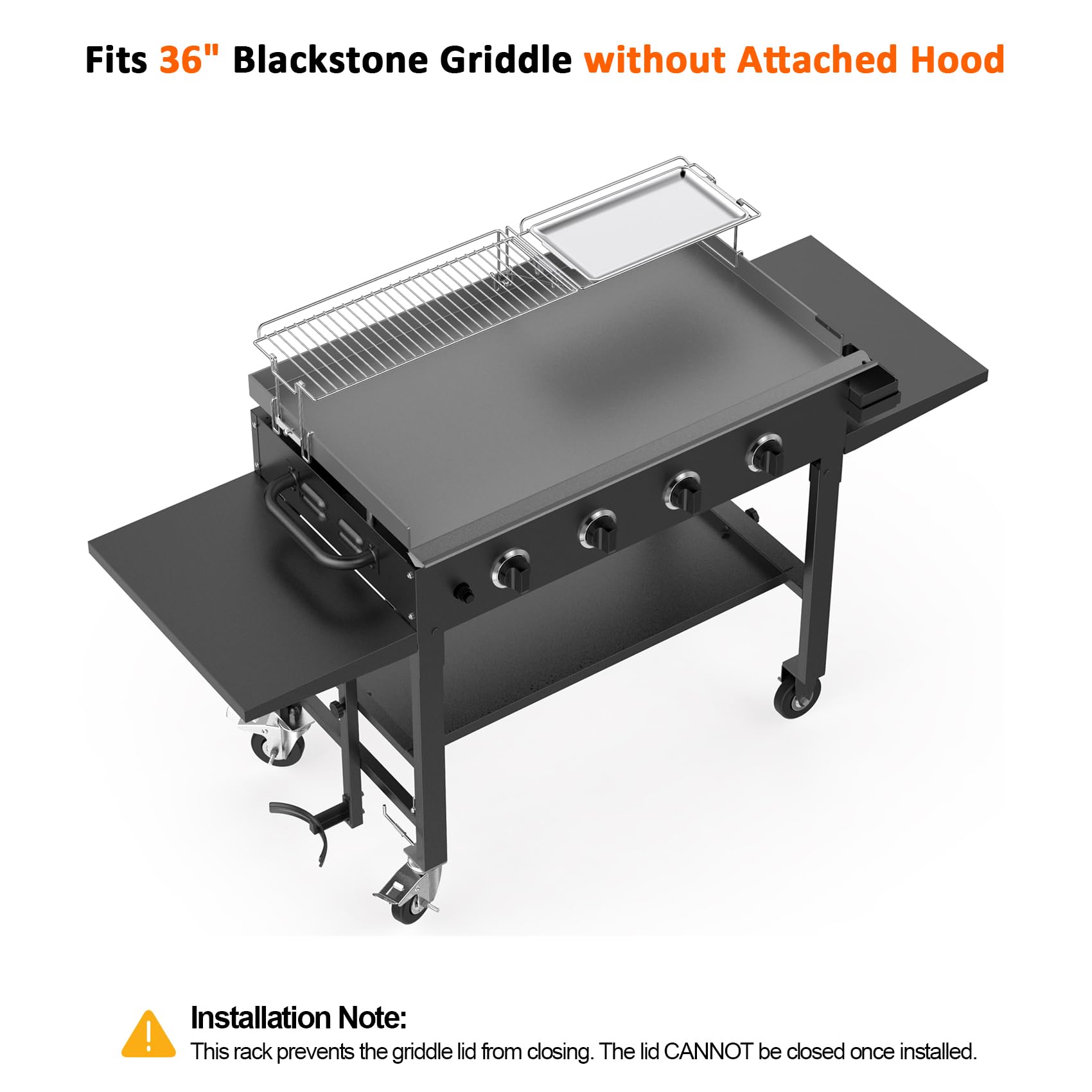 Stanbroil 14.2" stainless tray closeup showing durable food-safe finish