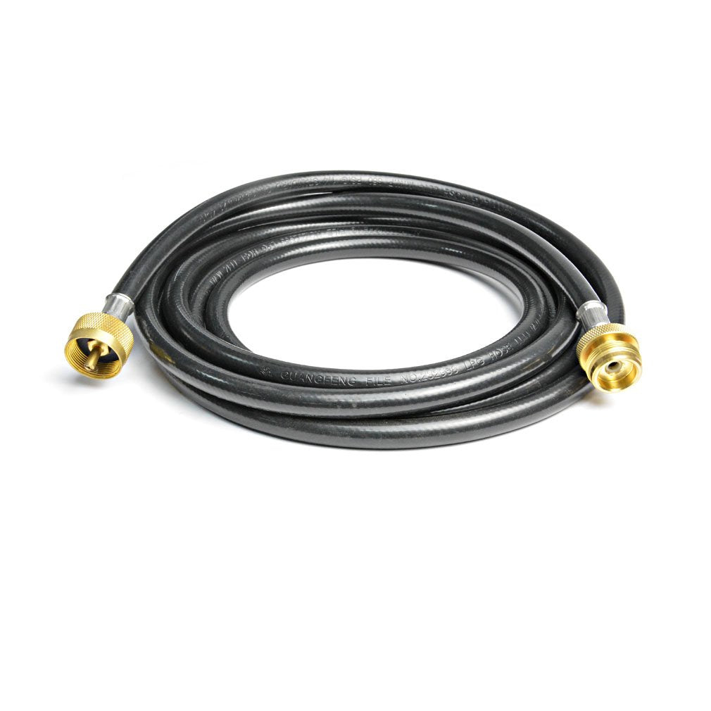 Detail of Stanbroil 5ft hose with excess flow soft-nose POL for safer appliance attachment