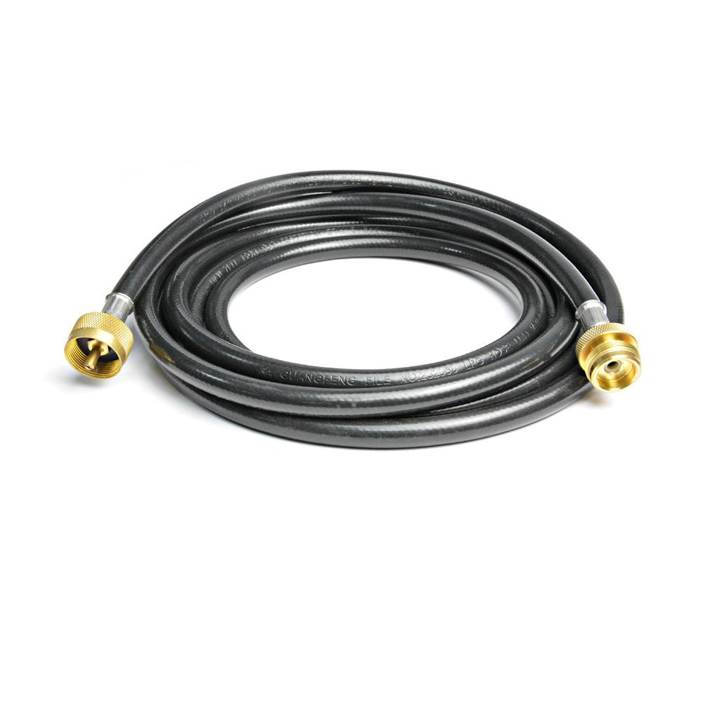 Detail of Stanbroil 5ft hose with excess flow soft-nose POL for safer appliance attachment