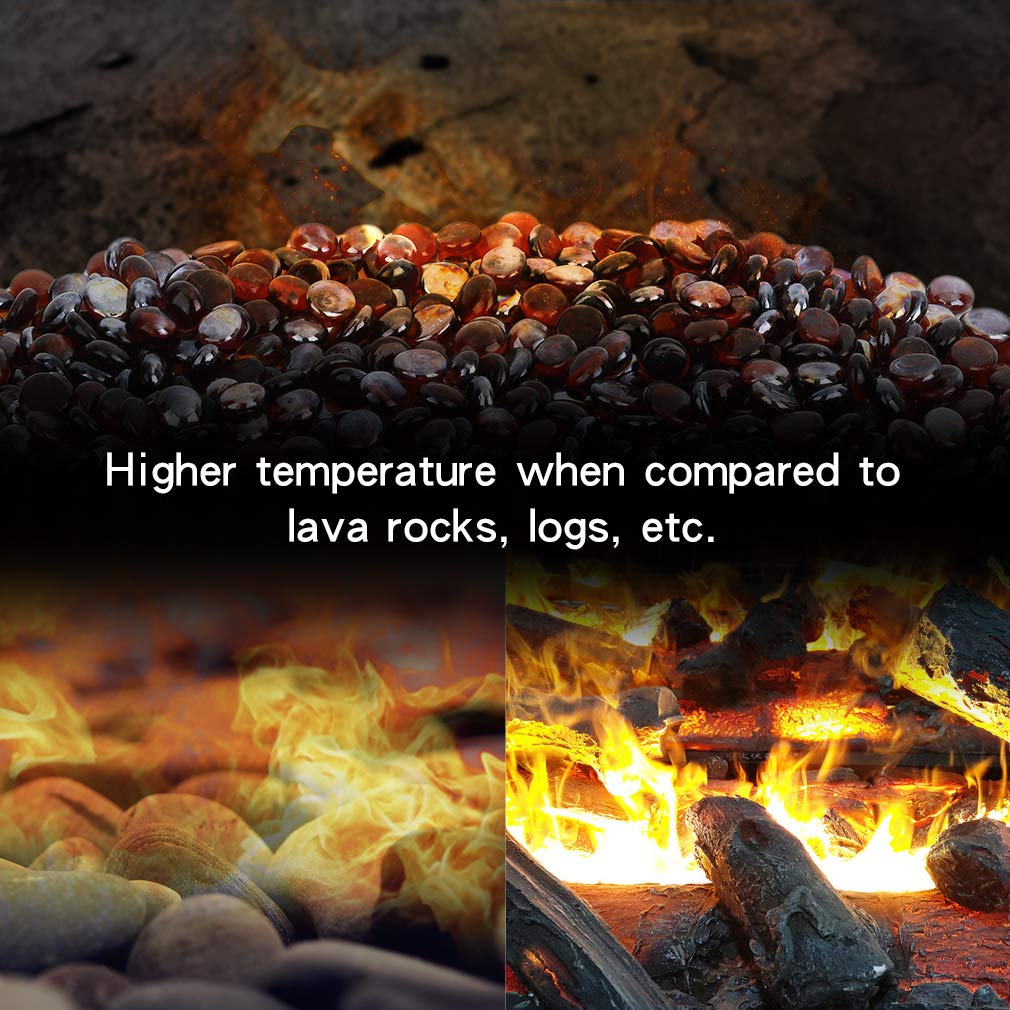 Stanbroil beads in outdoor fire pit showing enhanced flame sparkle