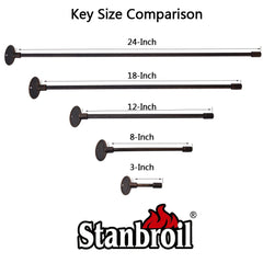 stanbroil valve key in use at a firepit demonstrating reach and safe operation