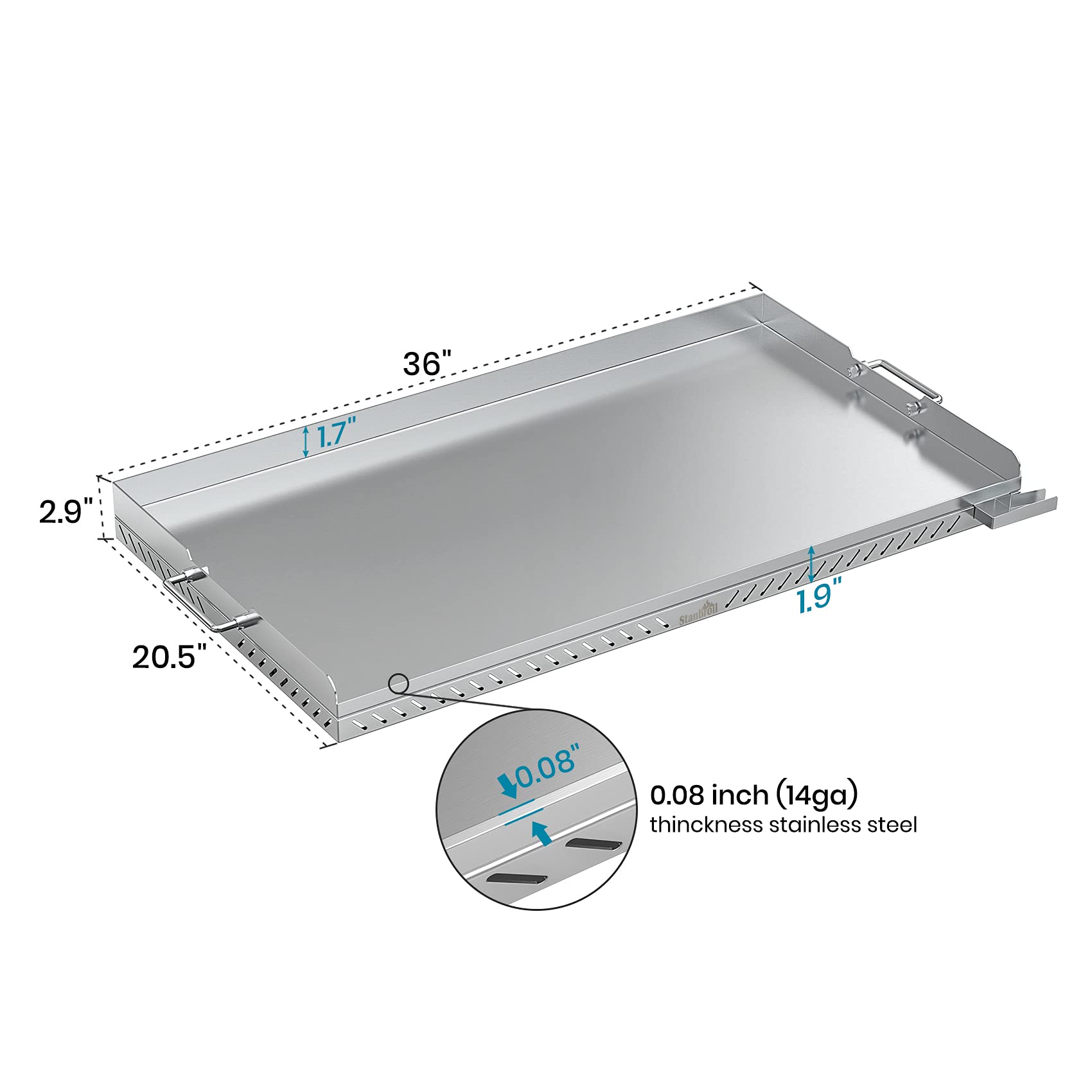Stanbroil close-up of stainless steel surface highlighting easy-to-clean finish and durability