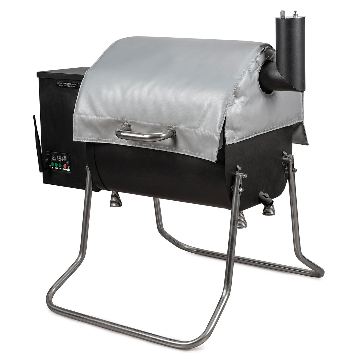 Stanbroil front view on Davy Crockett grill showing full coverage and improved heat retention