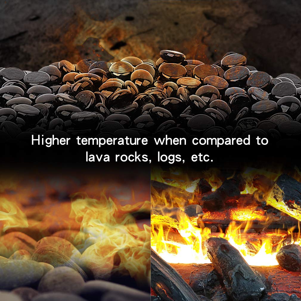 Stanbroil beads in a fire pit with flames highlighting improved flame contrast