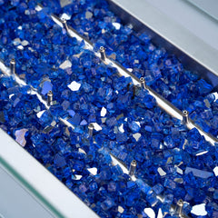 Stanbroil installed in an outdoor fire pit showing vibrant cobalt blue beads boosting ambiance