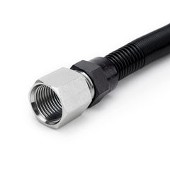 Stanbroil close detail of male flare and male NPT fittings for versatile connections