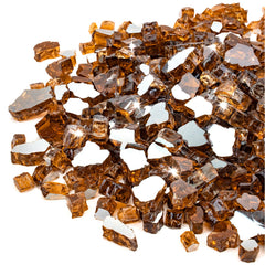 Stanbroil bag front view showing copper reflective fire glass, highlights product weight and finish