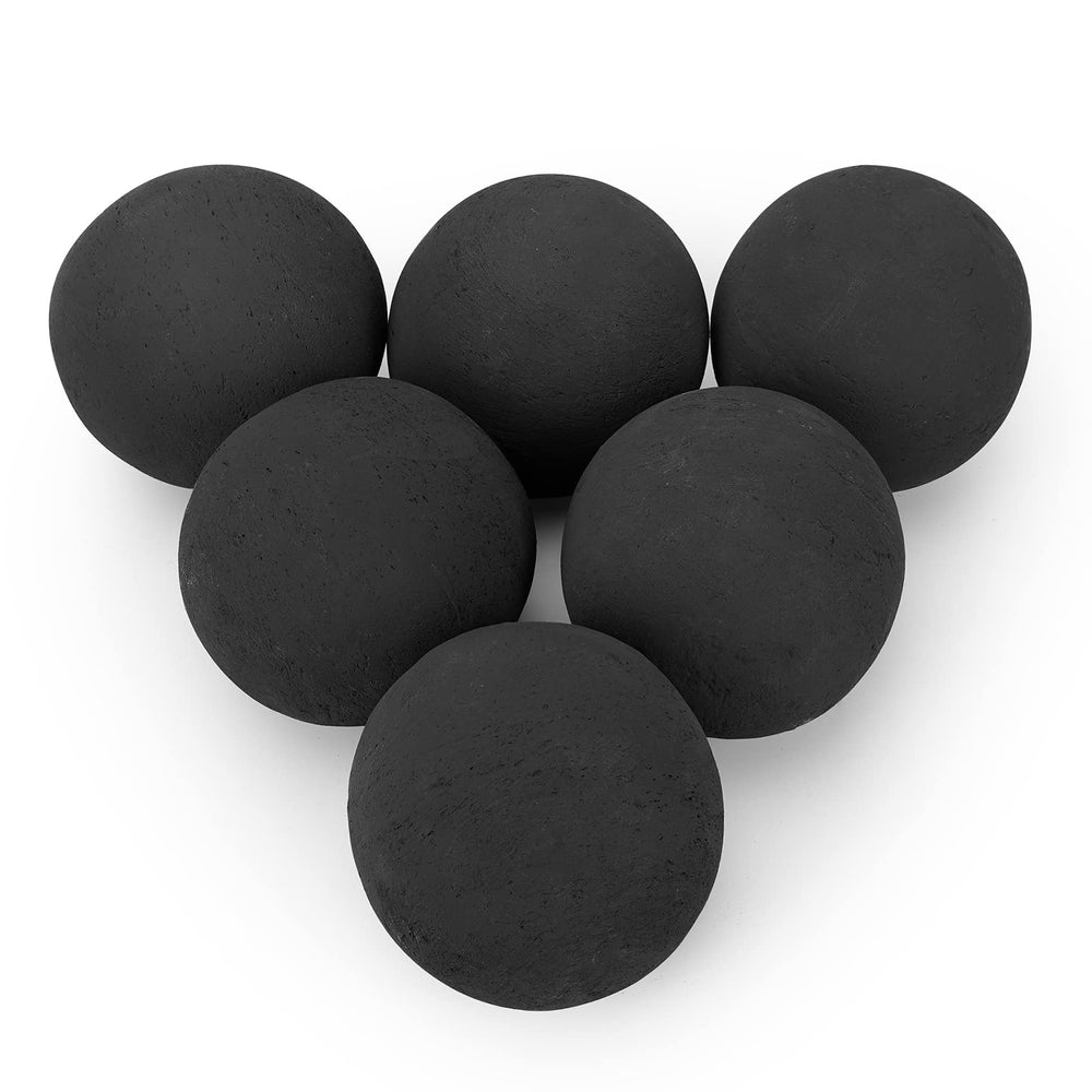 Stanbroil front view of six black ceramic spheres showing compact set and clean finish