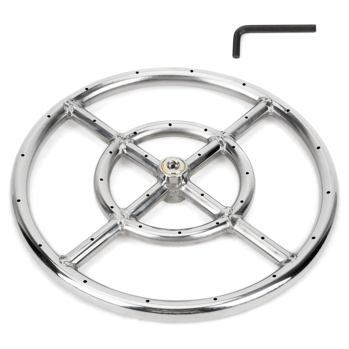 Stanbroil 12-inch burner front view showing durable stainless steel and quiet design