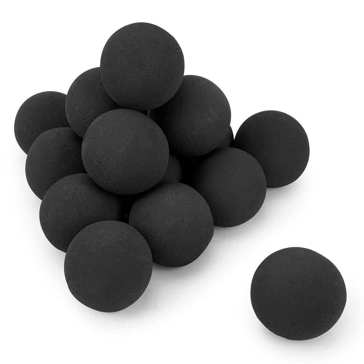 stanbroil front view shows 15 black ceramic fire balls for neat flame presentation