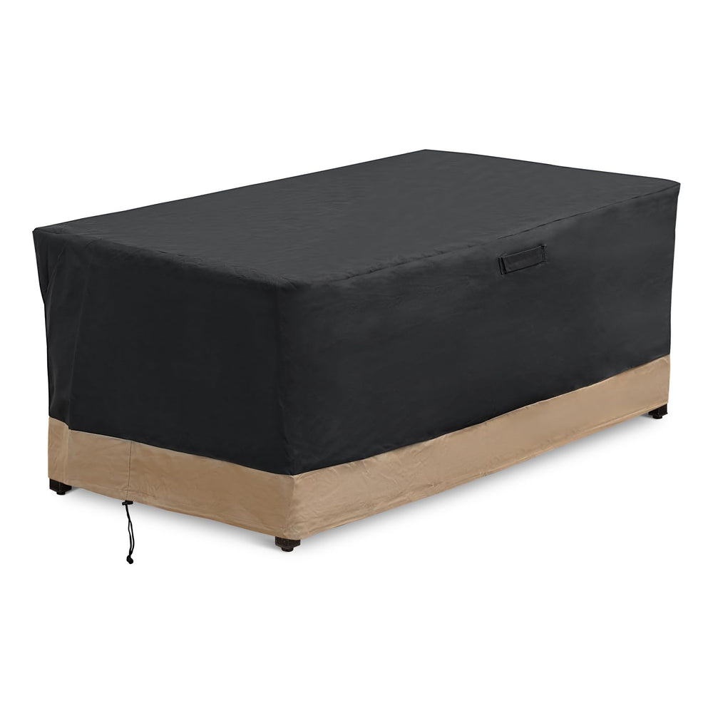 Stanbroil front view cover protecting a rectangular fire pit for reliable weather protection