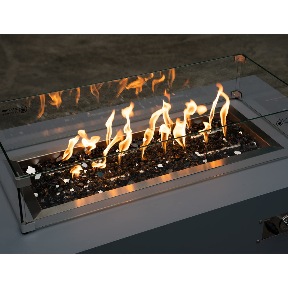Stanbroil glass bed over gas burner showing even flame distribution benefit