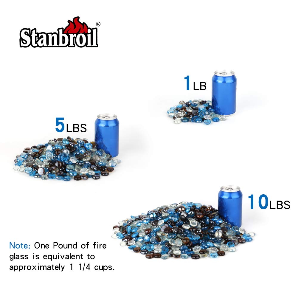 Stanbroil glass in a lit fire pit showing brighter, cleaner flames