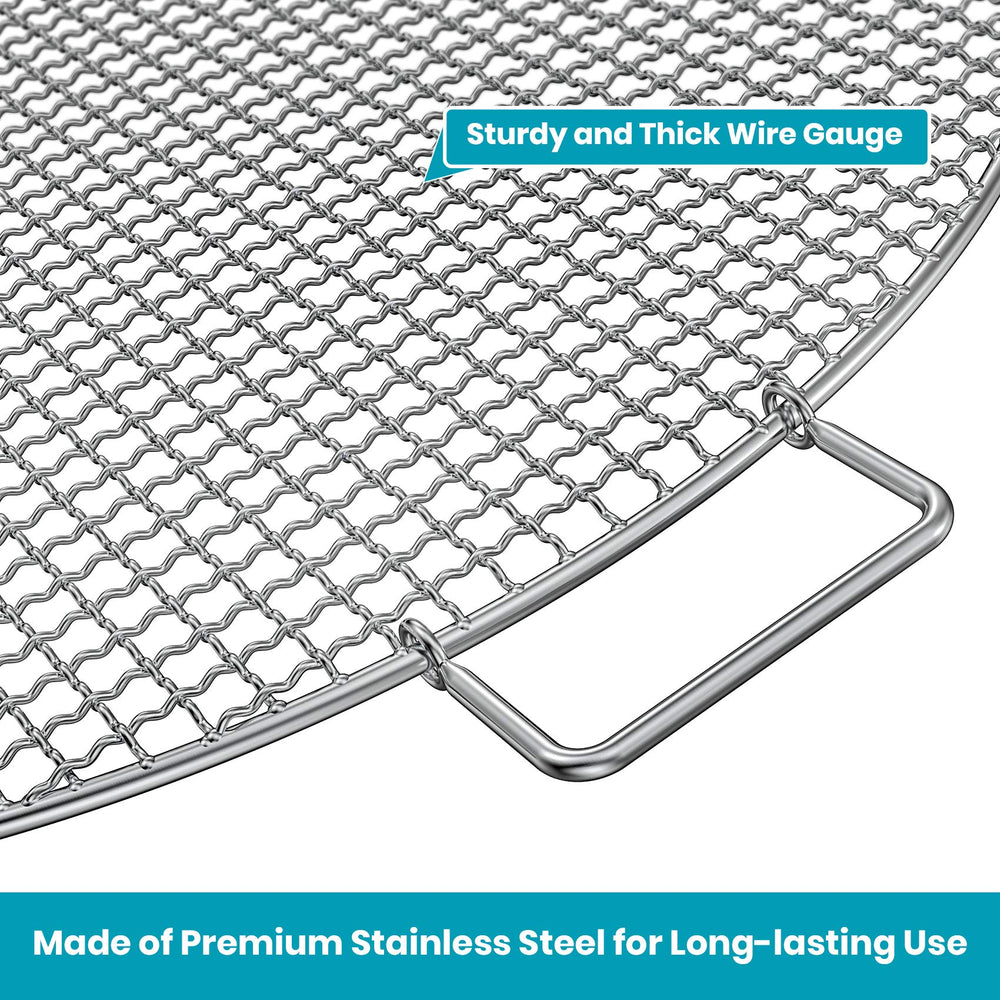 Stanbroil grate placed in a backyard firepit demonstrating stable cooking over coals benefit