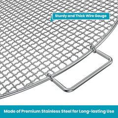 Stanbroil grate placed in a backyard firepit demonstrating stable cooking over coals benefit