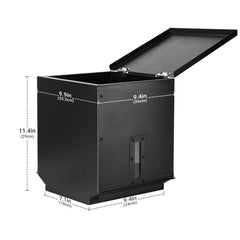 Stanbroil extension side-mounted on hopper illustrating secure fit and stability benefit