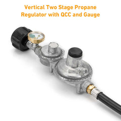 Stanbroil regulator with 10ft hose displayed to show flexible placement advantage