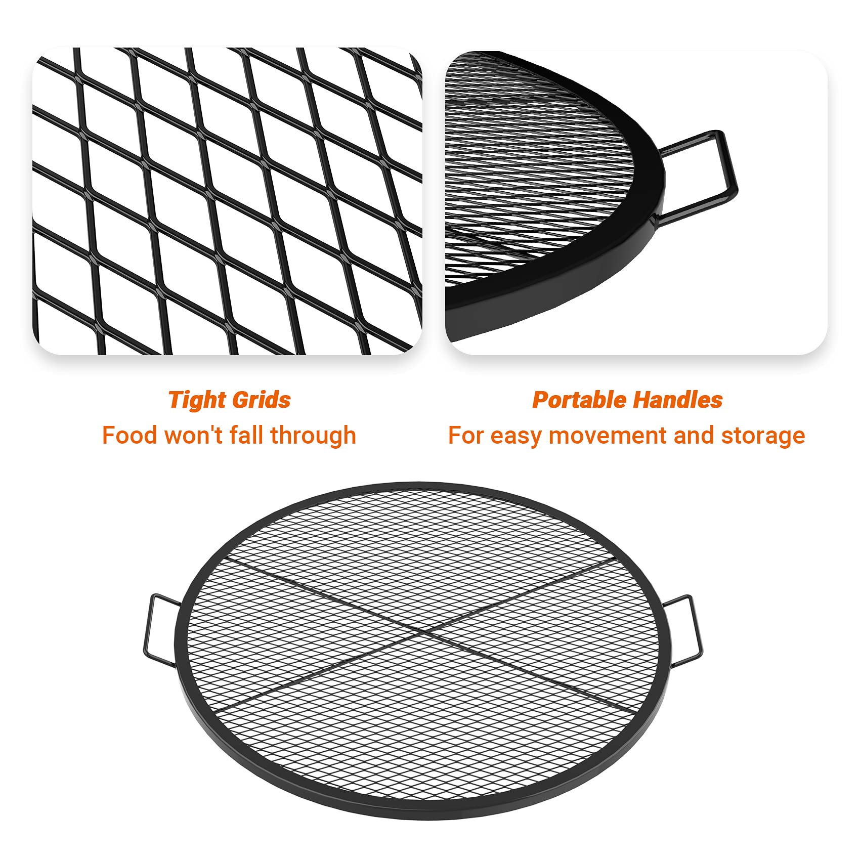 Stanbroil grate placed in a fire pit with glowing coals for enhanced outdoor flavor