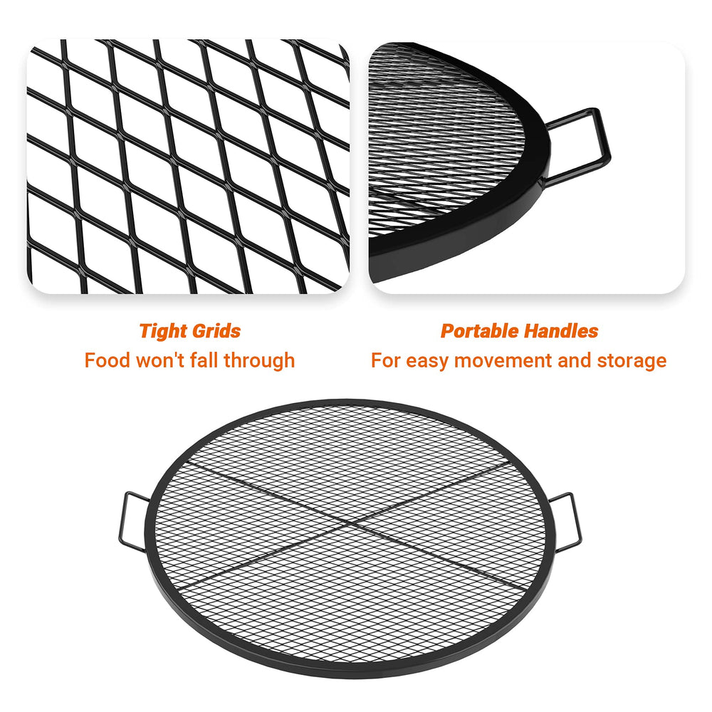 Stanbroil grate placed in a fire pit with glowing coals for enhanced outdoor flavor