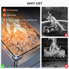 Stanbroil glass installed in outdoor fire pit, enhancing flame brightness and ambiance