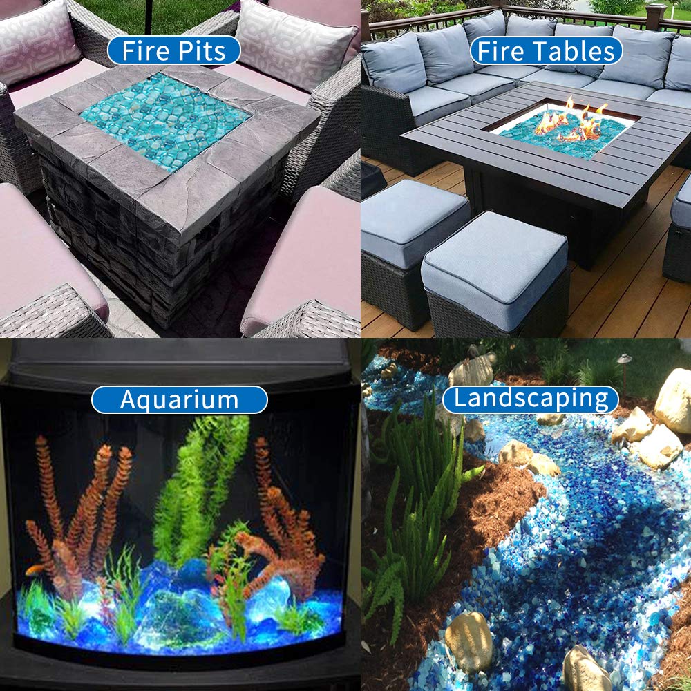Stanbroil fire pit installed with cubes showing enhanced flame appearance