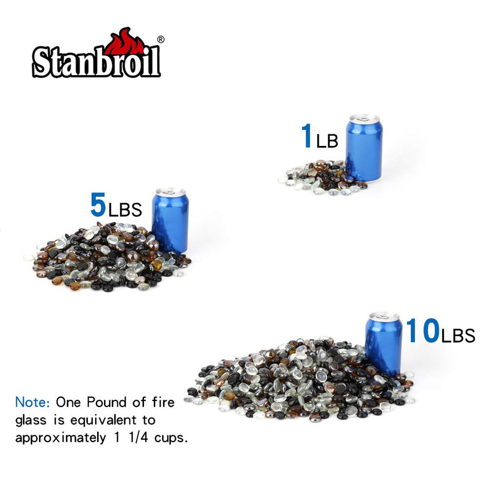 Stanbroil installed in gas fire pit with flames benefit: enhances flame color and look