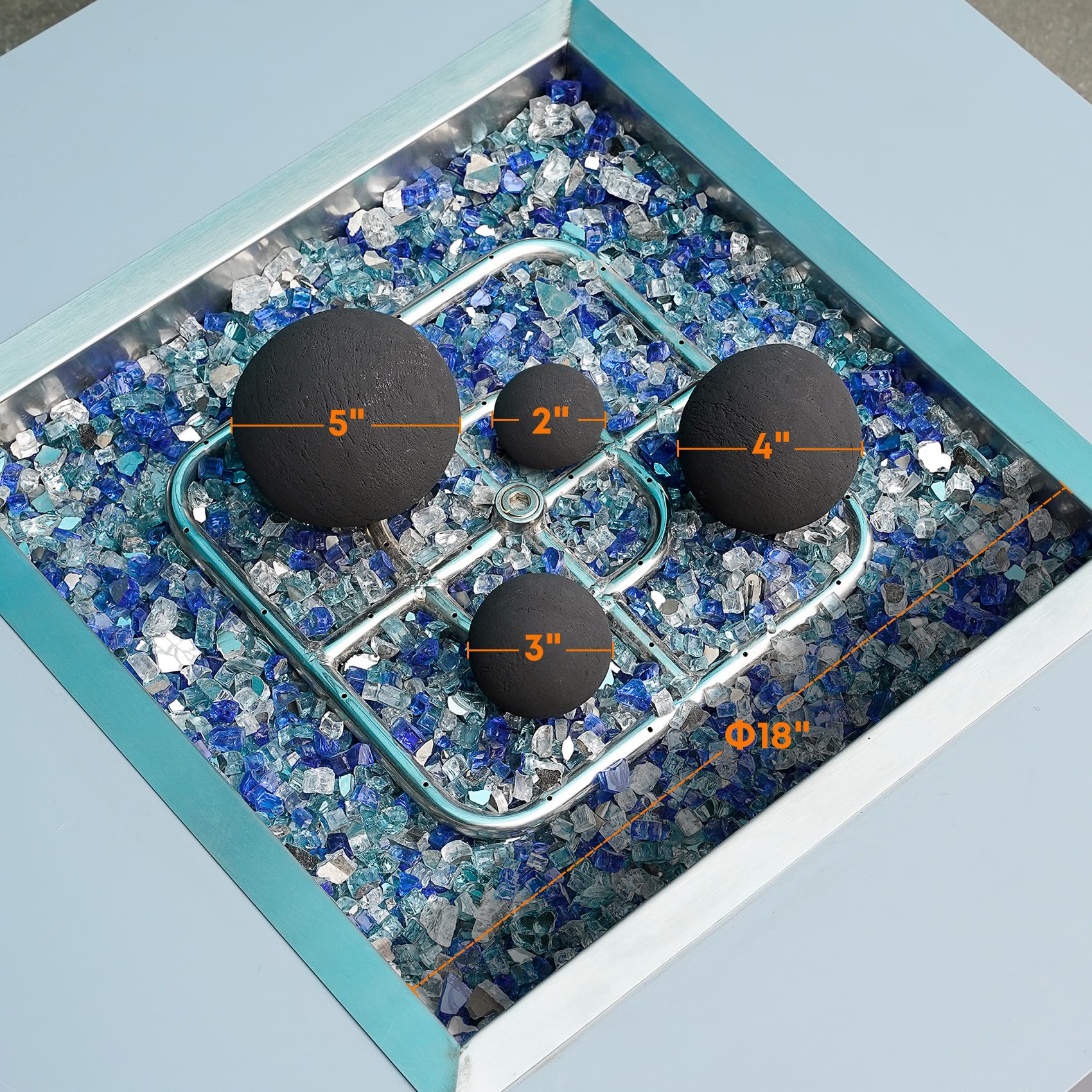 Stanbroil ceramic balls in a firepit showing enhanced flame effects and visual depth