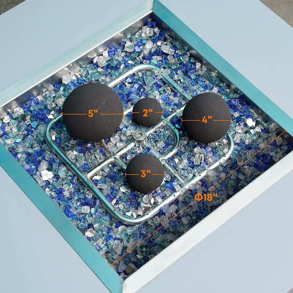 Stanbroil ceramic balls in a firepit showing enhanced flame effects and visual depth