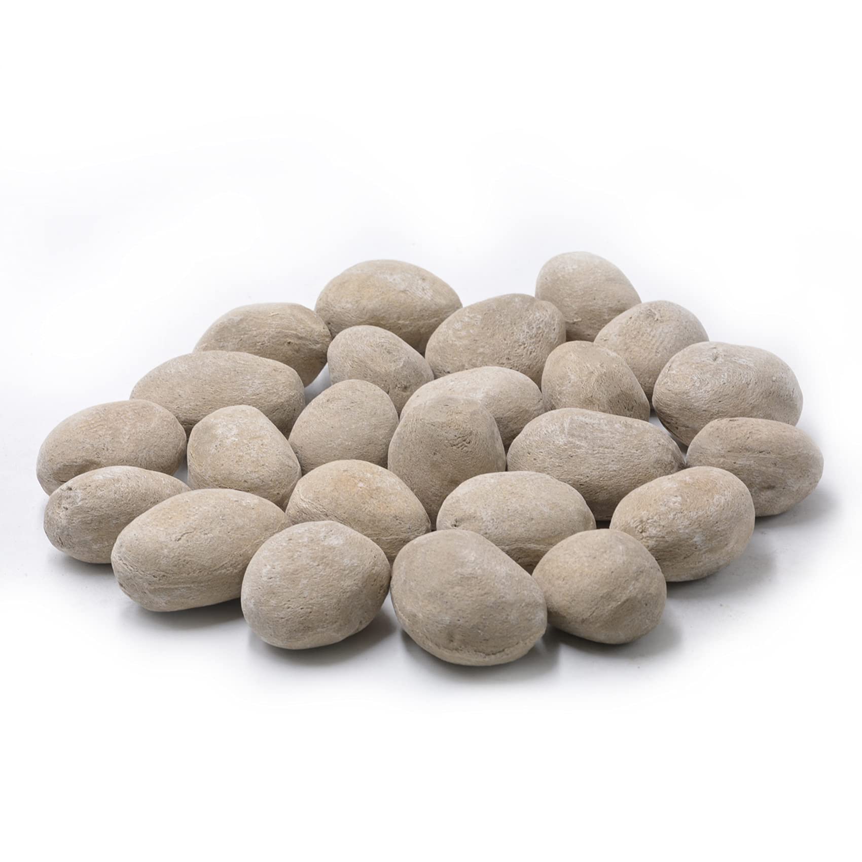 Stanbroil pebbles arranged in a fire pit showing improved flame aesthetics