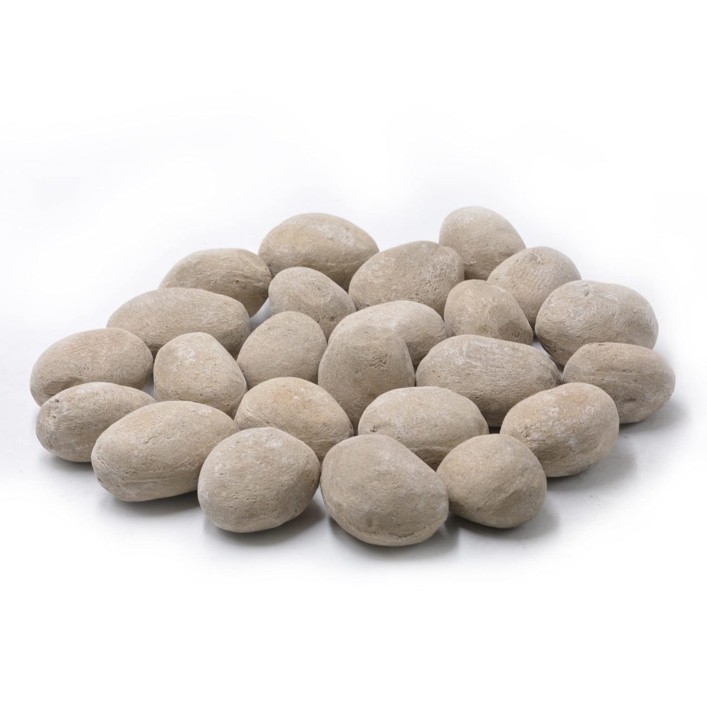 Stanbroil pebbles arranged in a fire pit showing improved flame aesthetics