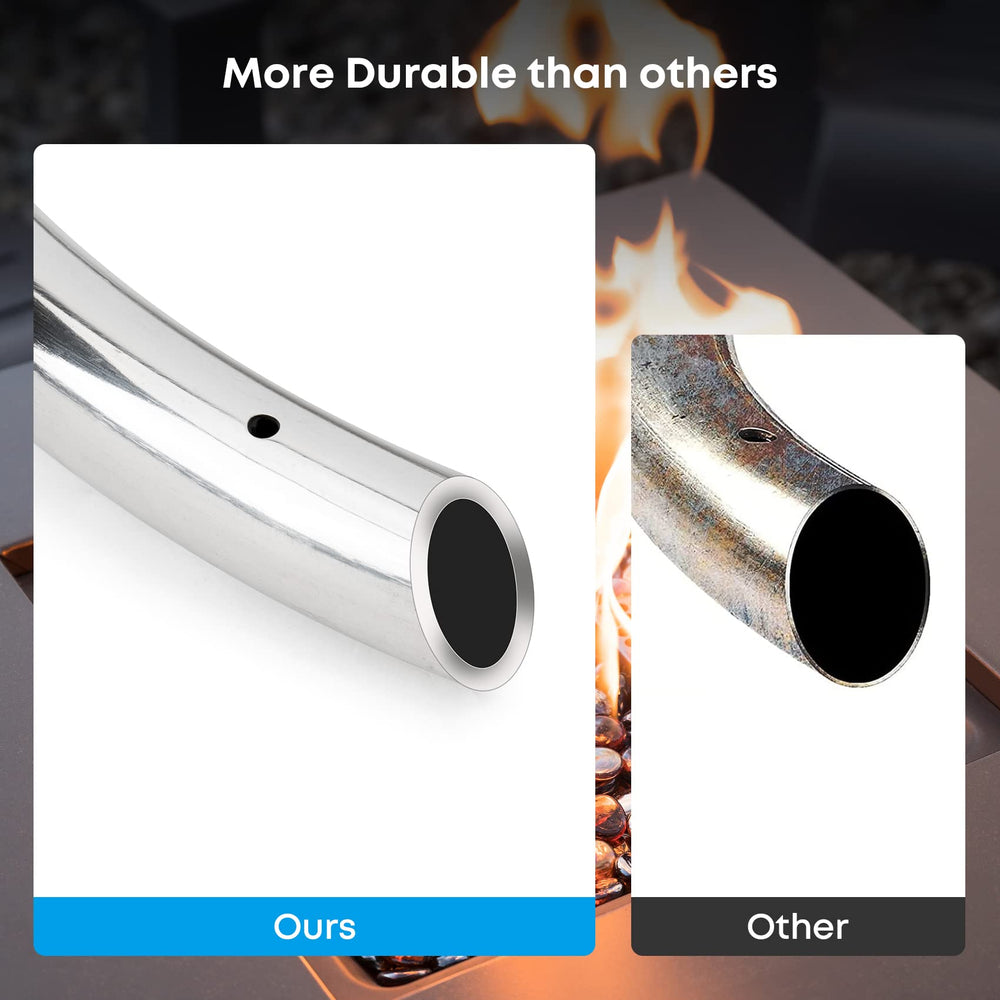 Stanbroil burner installed in a fire bowl producing uniform flame coverage