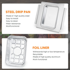 Stanbroil drip pan installed in Weber Q demonstrating correct fit