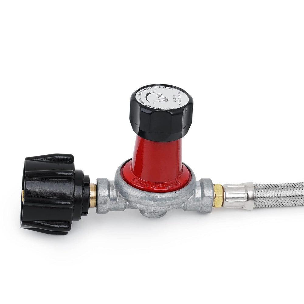 Stanbroil kit installed on a propane tank demonstrating safe, ready-to-use hookup