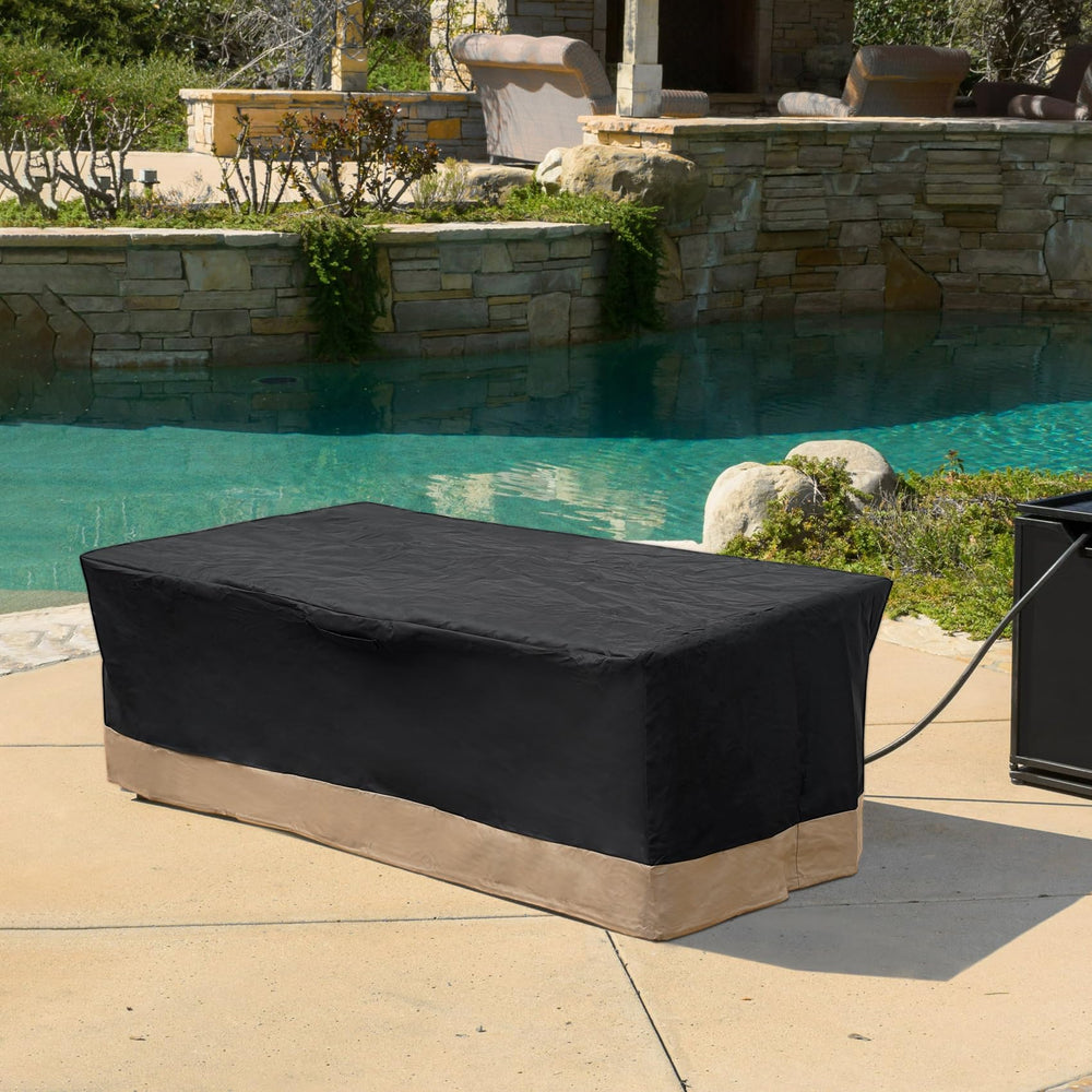 Stanbroil cover in a patio setting demonstrating clean protected outdoor furniture
