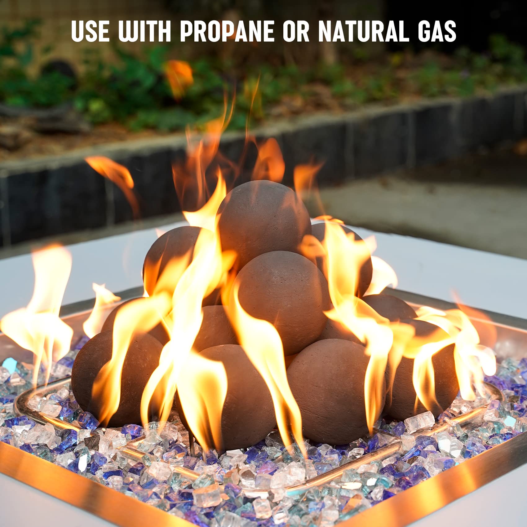 stanbroil mixed with fire glass displays enhanced sparkle and controlled flame