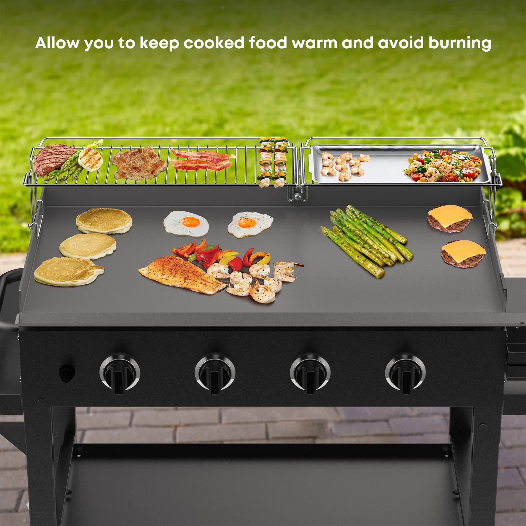 Stanbroil warming rack in outdoor grill setting enhancing entertaining