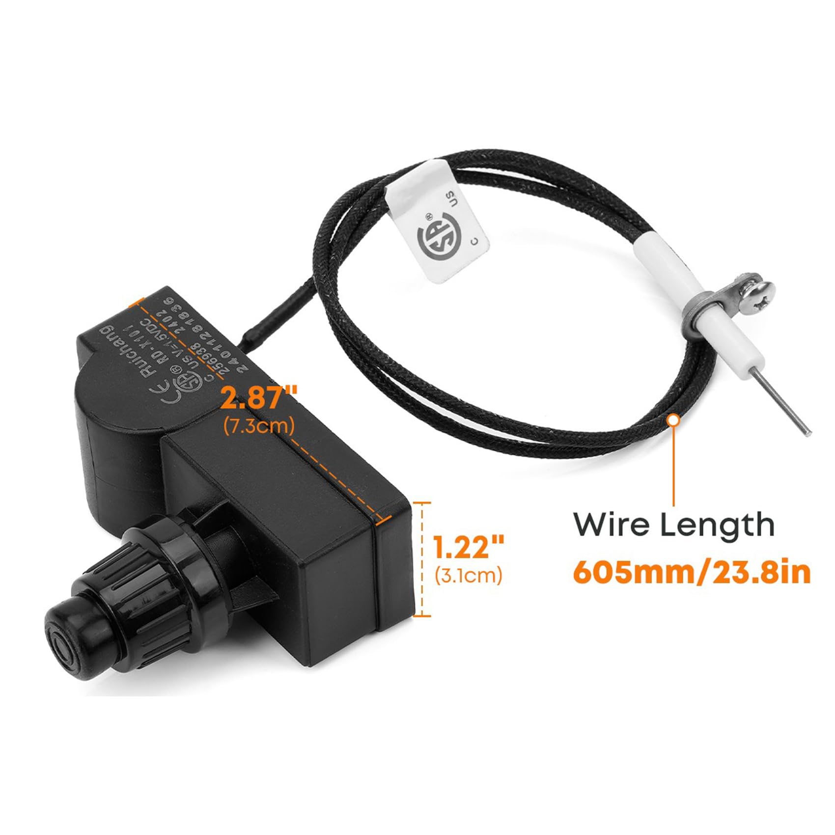 Stanbroil push button igniter detail showing battery-powered quick ignition