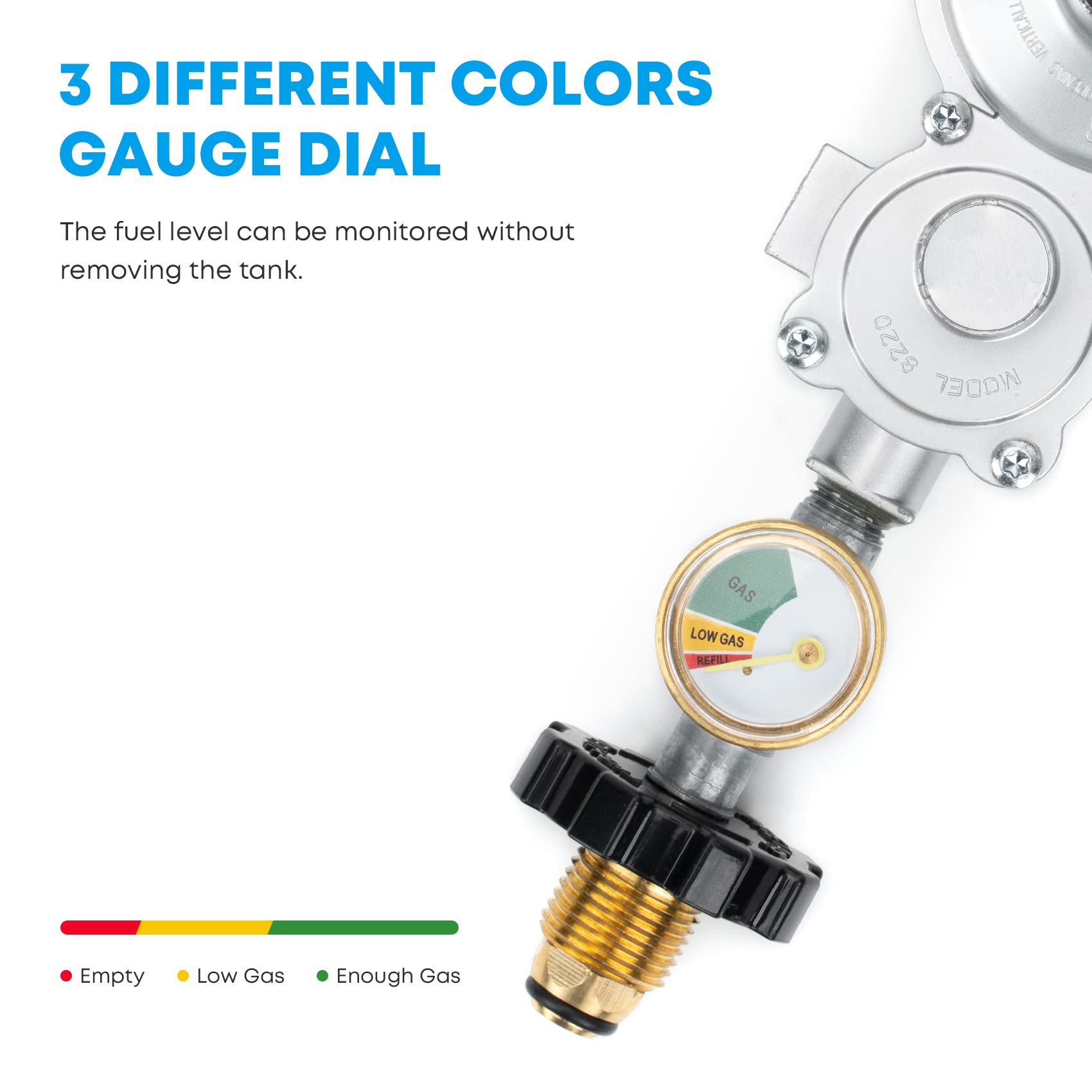 Stanbroil 3/8" female NPT outlet close-up demonstrating appliance connection fit