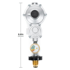 Stanbroil close-up of the gauge and three-color dial for easy pressure reading
