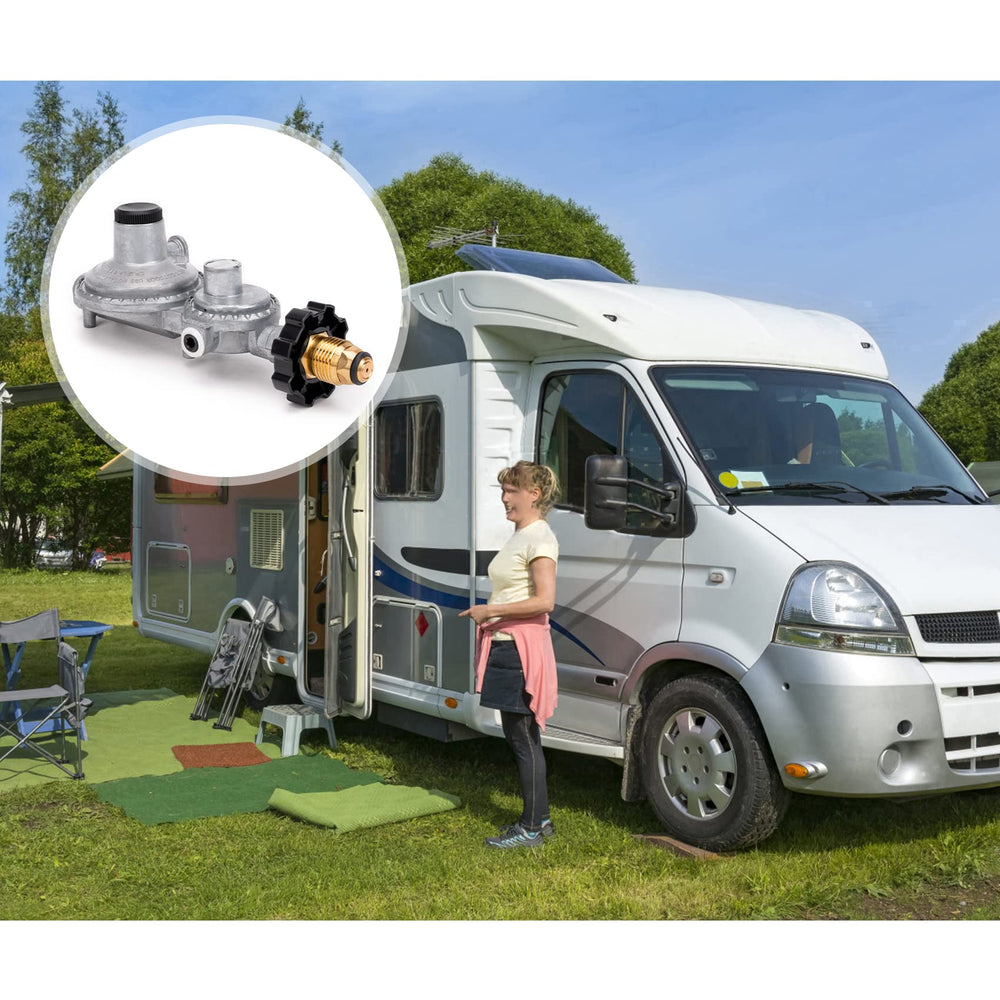 stanbroil regulator installed on RV propane system demonstrating steady delivery to appliances