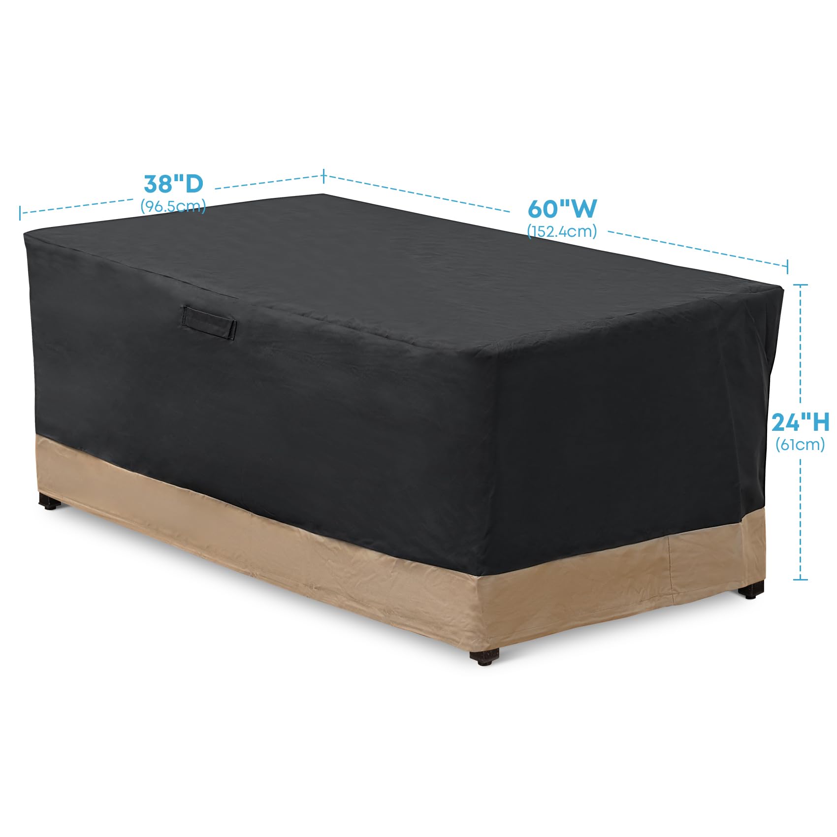 Stanbroil side profile showing snug fit around a patio fire pit for wind resistance