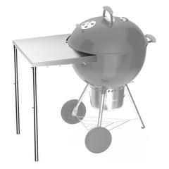 Stanbroil front view of stainless-steel side table showing spacious prep area and stability